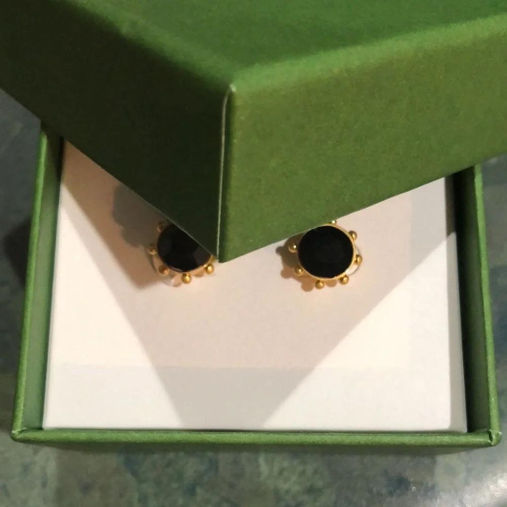 Kate Spade New York Women's Jet Cubic Zirconia‎ Bezel Stud Earrings new
